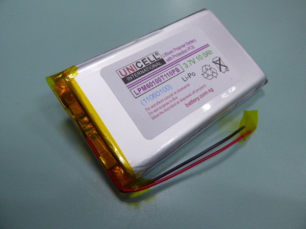 3.7V 10Ah 1260110 lithium polymer battery