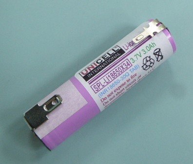 INR18650 weld with plug in tab