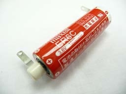Maxell ER6C size AA 3.6V super lithium battery with solder pin and tab ...