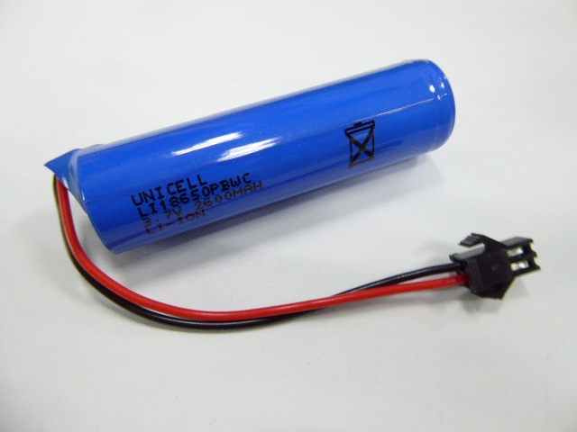 3.7V 2600mAh 18650 1S1P battery with connector plug | Unicell