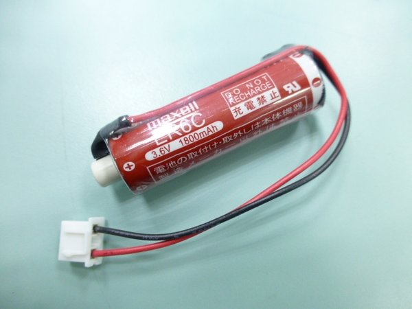 Maxell ER6K 3.6V AA Super Lithium battery with connector
