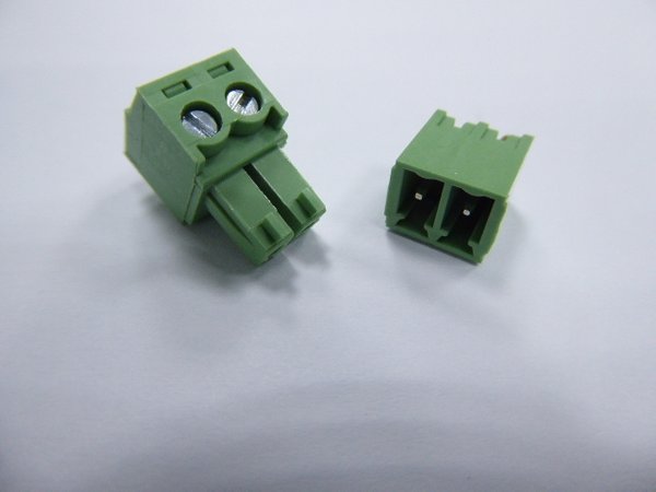2 way screw down terminal block connector - green male plug
