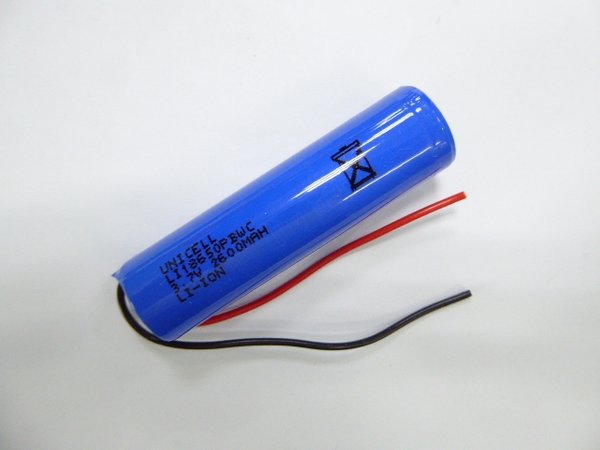 3.7V 2600mAh 18650 1S1P Lithium ion battery 