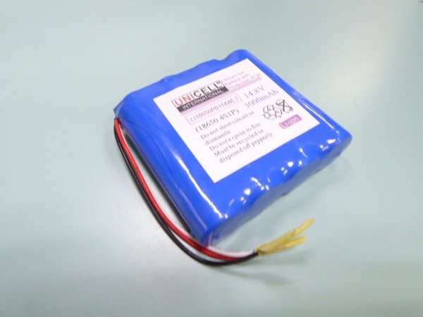 14.8V 3.0Ah 18650 4S1P li-ion battery pack with 3 wire output