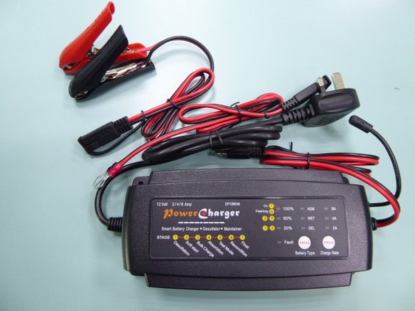 7 Stage smart battery charger for 12V 2A 4A and 8A