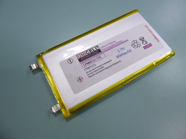 7565121 3.7V 8000mAh Lithium polymer battery
