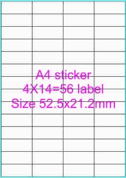 A4 size pre-cut sticker label size 52.5 x 21.2 mm