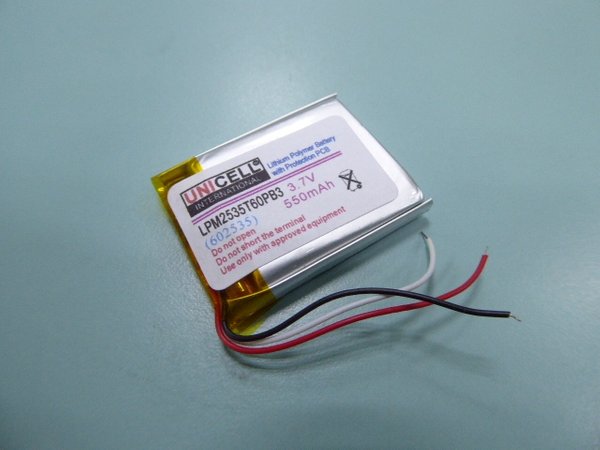3.7V 550mah 602535 lithium polymer li-po battery
