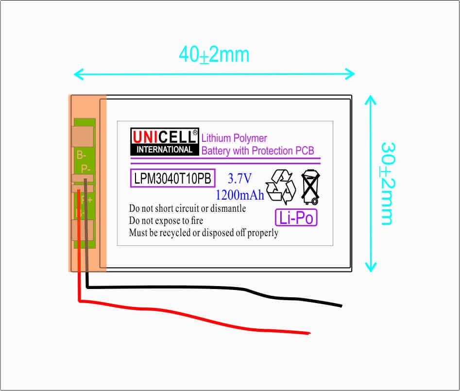 3.7v 1200mah 103040 Polymer Lithium Ion / Li-ion Battery For Mp3 Player - Foto 5